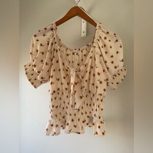 Sienna sky floral Cream Puff Sleeve Top